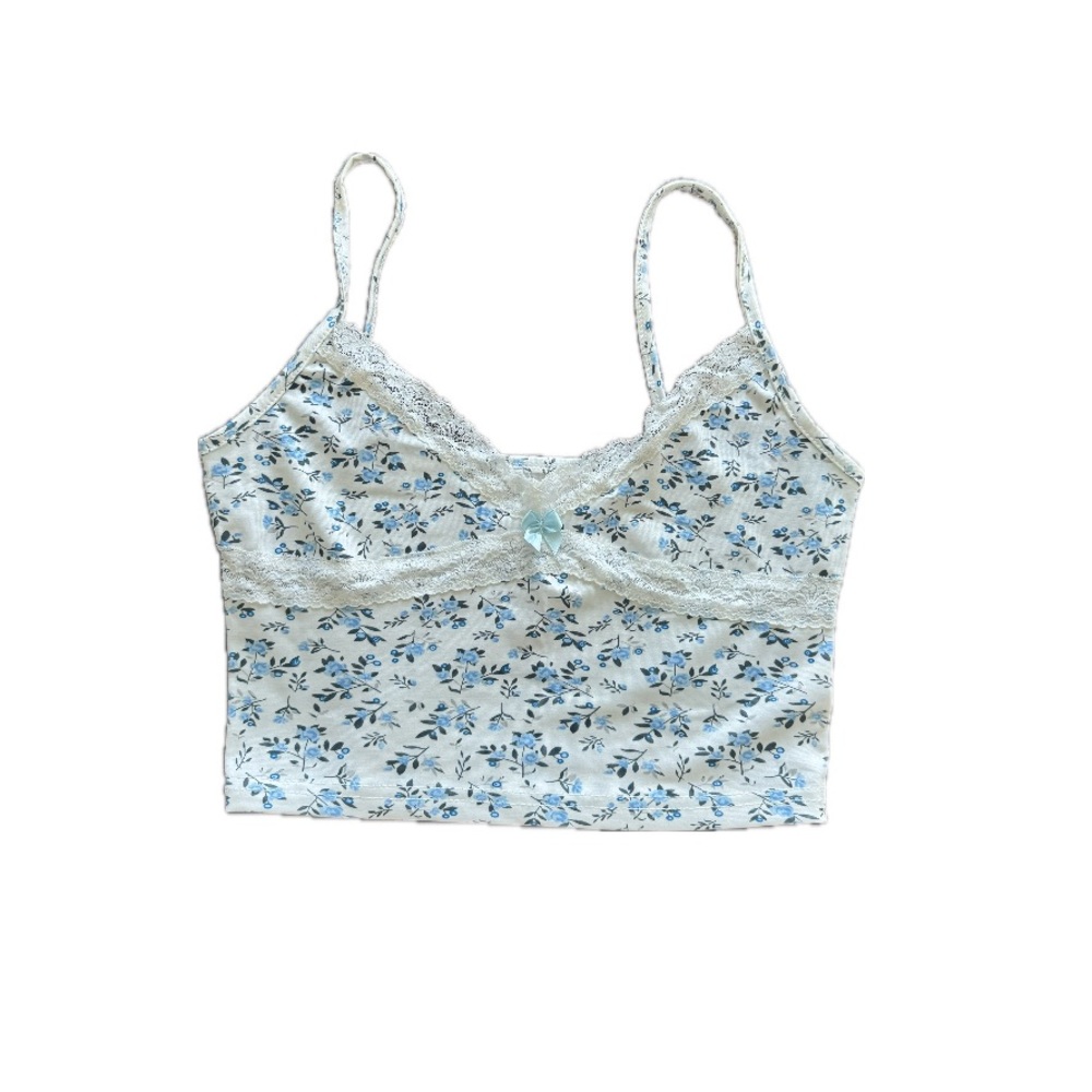 Floral Lace Trim Cami Top